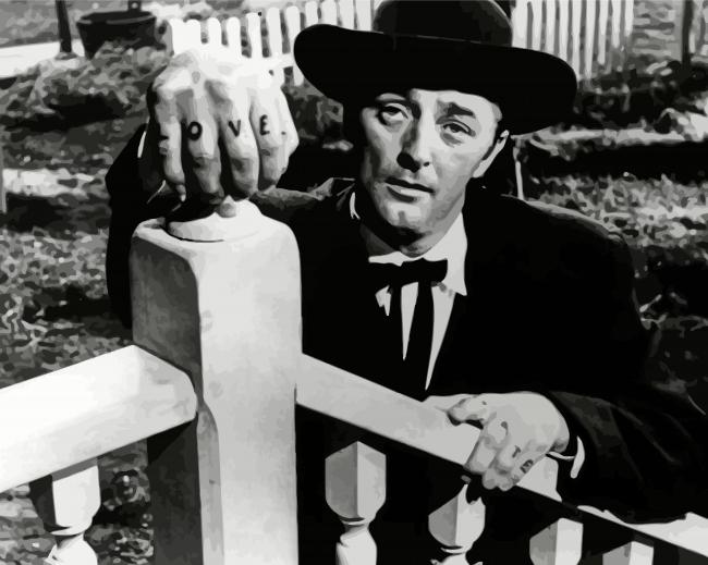 Monochrome Robert Mitchum paint by numbers