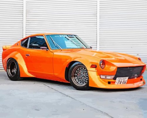 orange datsun fairlady paint by number
