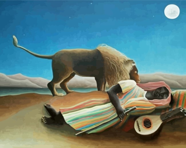 Sleeping Gypsy By Hneri Rousseau paint by numbers