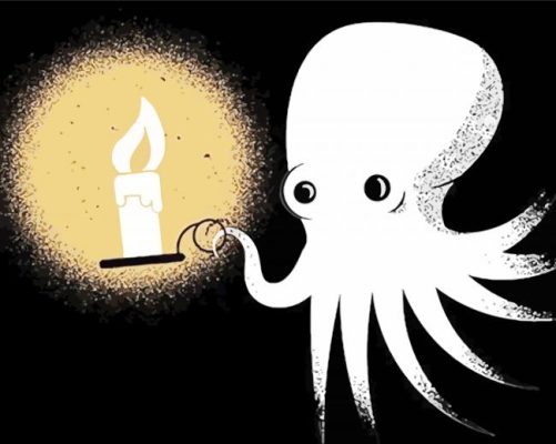 white Ghost octopus paint by numbers