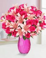 Aesthetic Baby Pink Rose And Lily paint by numbers