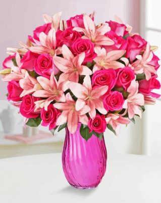 Aesthetic Baby Pink Rose And Lily paint by numbers