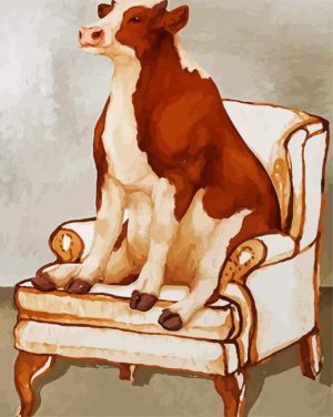 Cow sitting on a sofa paint by numbers