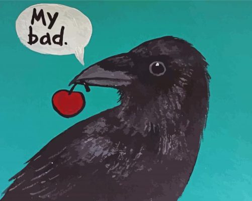 Crow With Cherry paint by numbers
