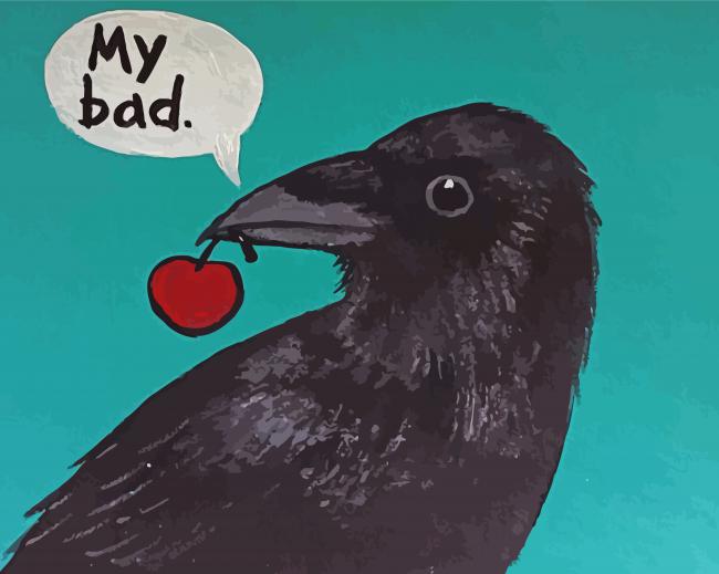 Crow With Cherry paint by numbers