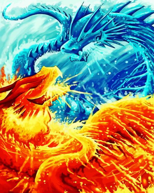 Dragon fire and ice paint by number