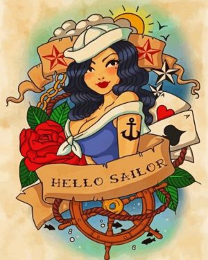 Navy Sailor Lady paint by numbers