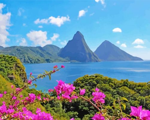 Pitons St Lucia Landscape NaturePitons St Lucia Landscape Nature paint by numbers