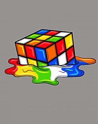 Splatter melting rubic cube paint by number