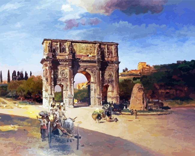 Triumphak Arch In Rome Andreas Achenbach paint by number
