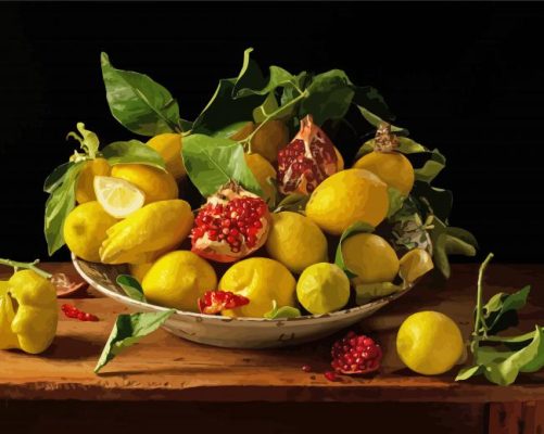 Aesthetic Fruit In Bowl paint by numbers