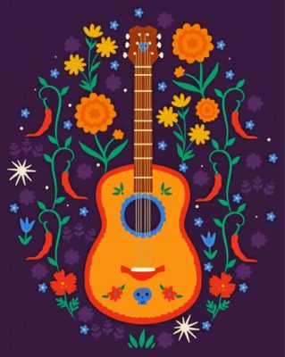 Aesthetic Mexican Guitar paint by numbers