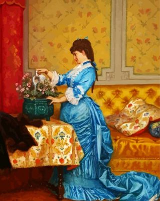 Woman With Blue Dress paint by numbers