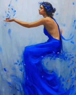 Aesthetic Woman With Blue Dress paint by number