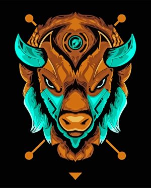 Bison Head paint by numbers