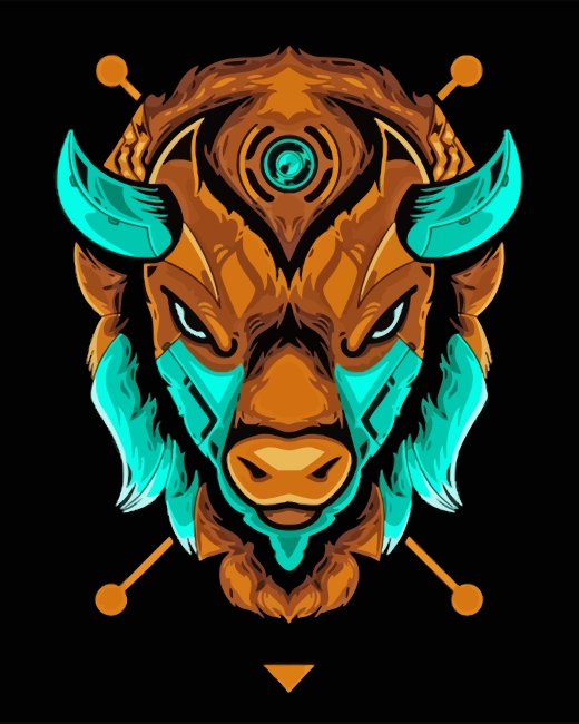 Bison Head paint by numbers