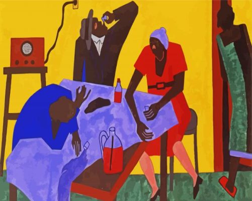 bottle whiskey by Jacob Lawrence paint by number