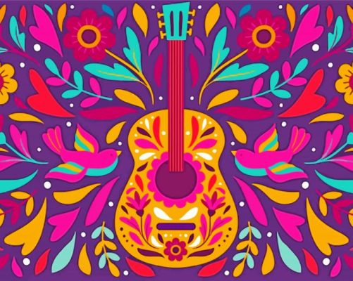 Cool Mexican Guitar paint by numbers