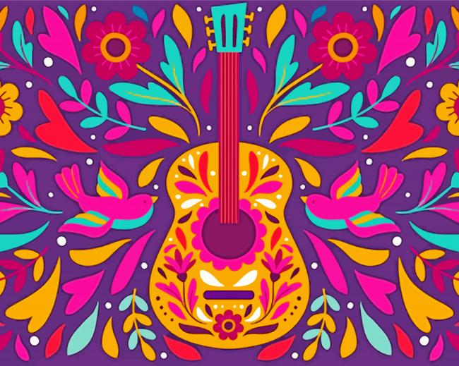 Cool Mexican Guitar paint by numbers