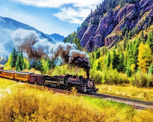 Durango Silverton Steam Train paint by numbers