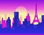Paris Purple Sky Illustration paint by numbers