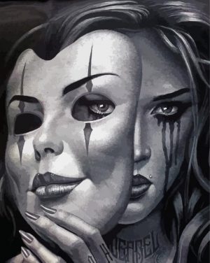 Sad Girl With Mask paint by numbers
