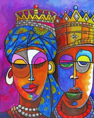 African Abstarct King And Queen paint by numbers