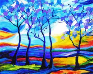 Blue Trees paint by number