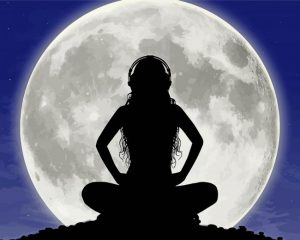 Moon Woman Listening To Music paint by numbers