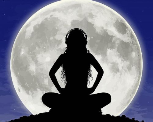 Moon Woman Listening To Music paint by numbers