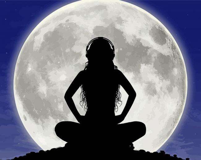 Moon Woman Listening To Music paint by numbers