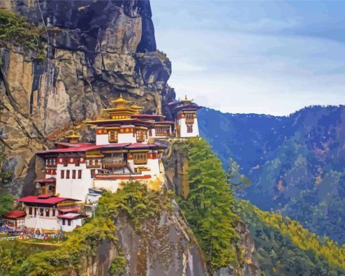 Paro Taktsang Bhutan paint by numbers