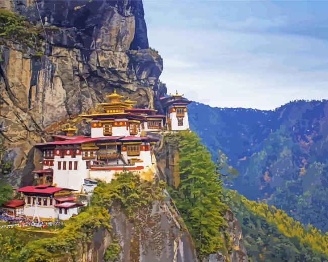 Paro Taktsang Bhutan paint by numbers