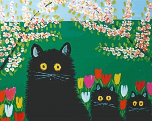 Three Cats Maud Lewis paint by numbers