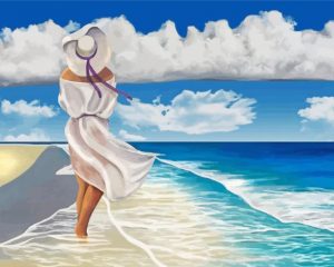 Aesthetic Lady By The Seaside paint by number