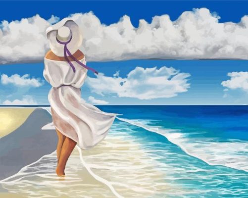 Aesthetic Lady By The Seaside paint by number