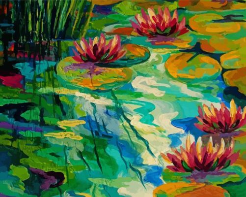 Aesthetic Lily Pond paint by numbers
