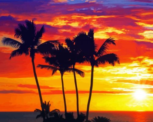 Aesthetic Hawaiian Sunset paint by numbers