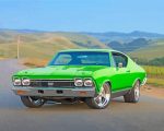 Green Chevelle 1969 paint by numbers