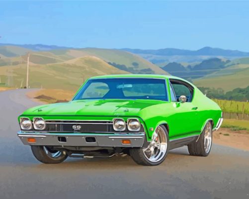 Green Chevelle 1969 paint by numbers 
