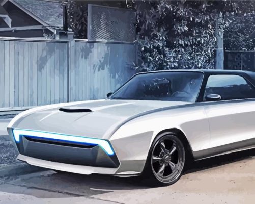 Grey Ford Thunderbird paint by numbers