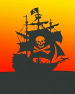 Pirate Boat Silhouette paint by numbers
