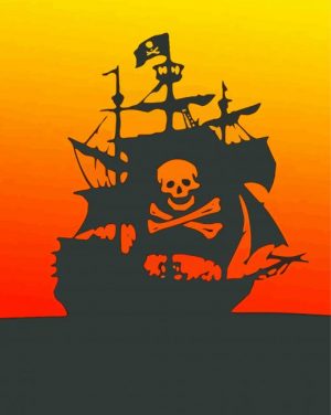 Pirate Boat Silhouette paint by numbers