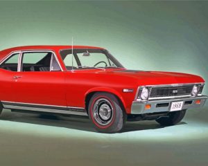 Red Chevy Nova paint by numbers