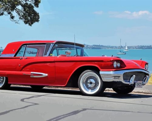 Red Ford Thunderbird paint by numbers