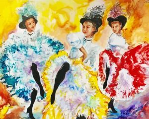 Vintage Cancan Ladies Plane paint by numbers