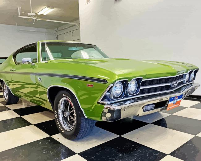 Vintage Green Chevelle 1969 paint by numbers