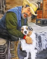 Western Old Man and Dog paint by numbers