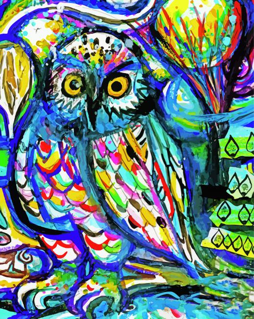 Abstract Owl paint by numbers