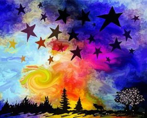 Colorful Abstract Stars paint by numbers